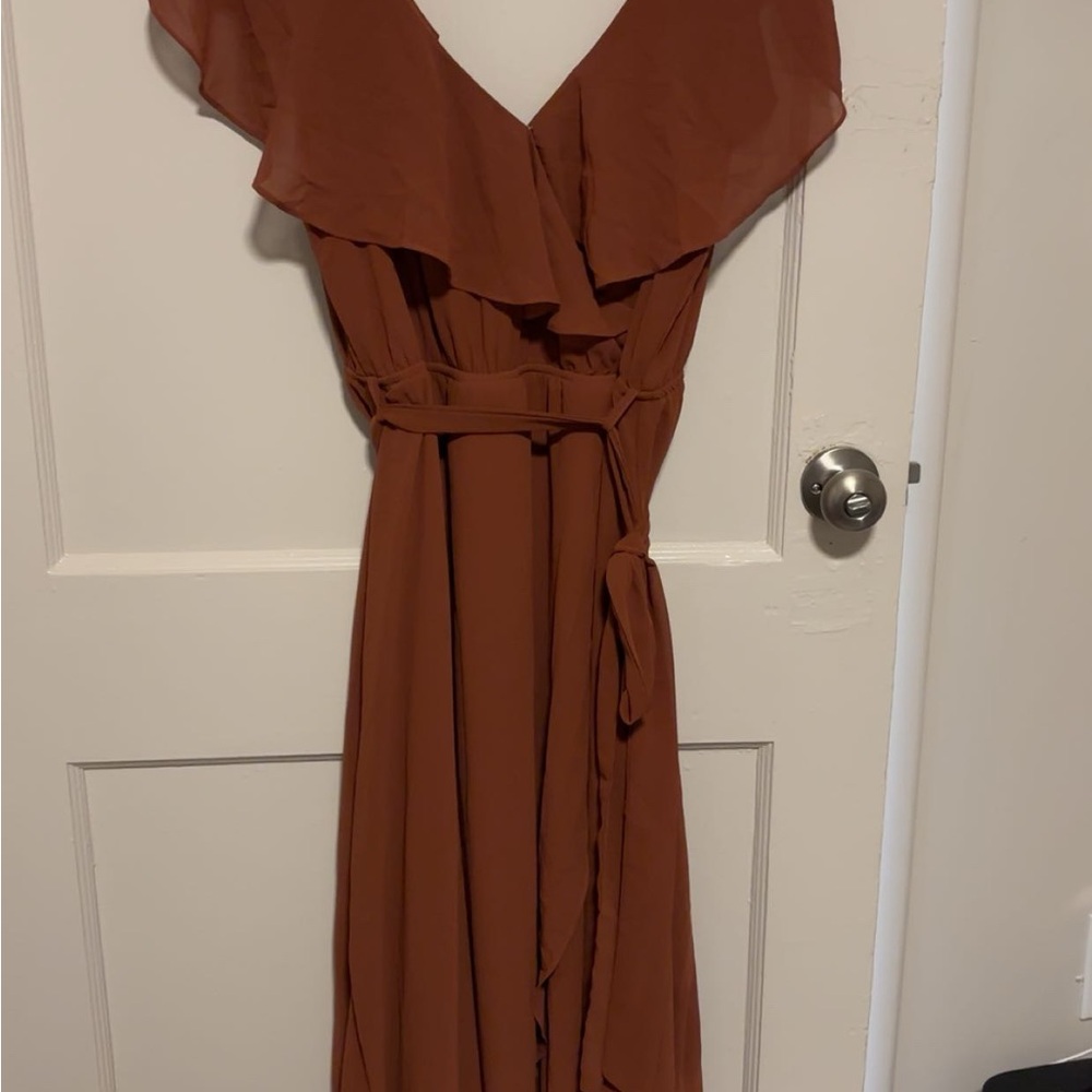 Elegant Terracotta Wrap Dress